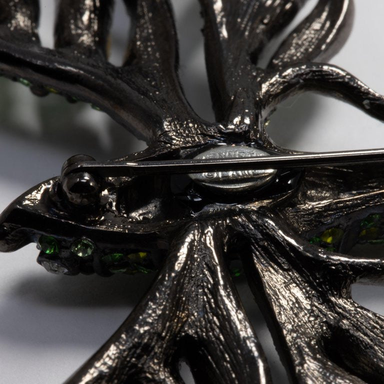 KJL Kenneth Jay Lane Embellished Green Crystal Dragonfly Pin, Dark Gunmetal