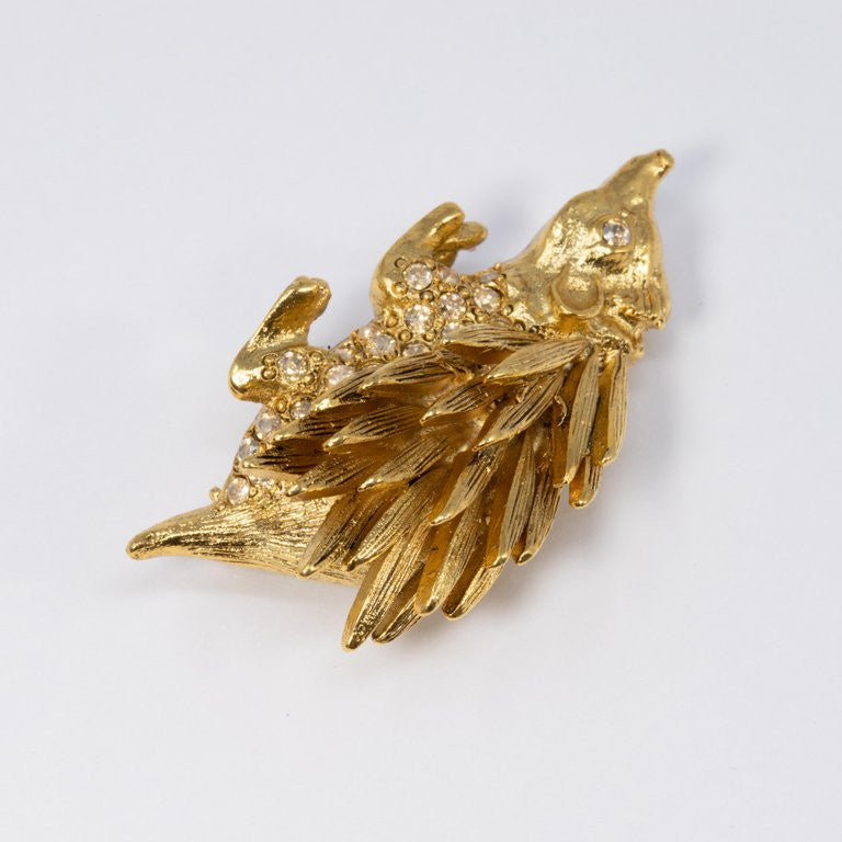 Oscar de la Renta Pave Crystal Hedgehog Brooch, Pin in Gold