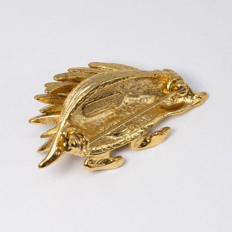 Oscar de la Renta Pave Crystal Hedgehog Brooch, Pin in Gold