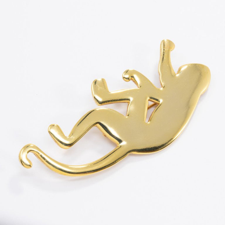 Oscar de la Renta Gold-Tone Brass Monkey Brooch, Pin