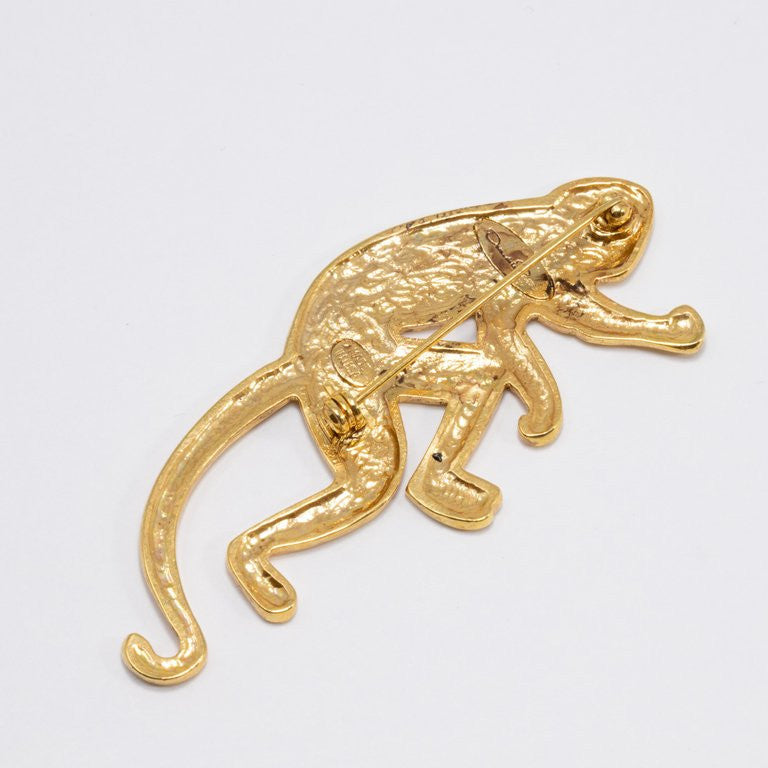 Oscar de la Renta Gold-Tone Brass Monkey Brooch, Pin