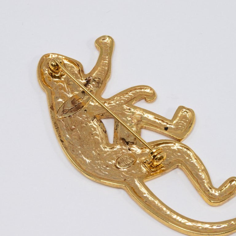 Oscar de la Renta Gold-Tone Brass Monkey Brooch, Pin