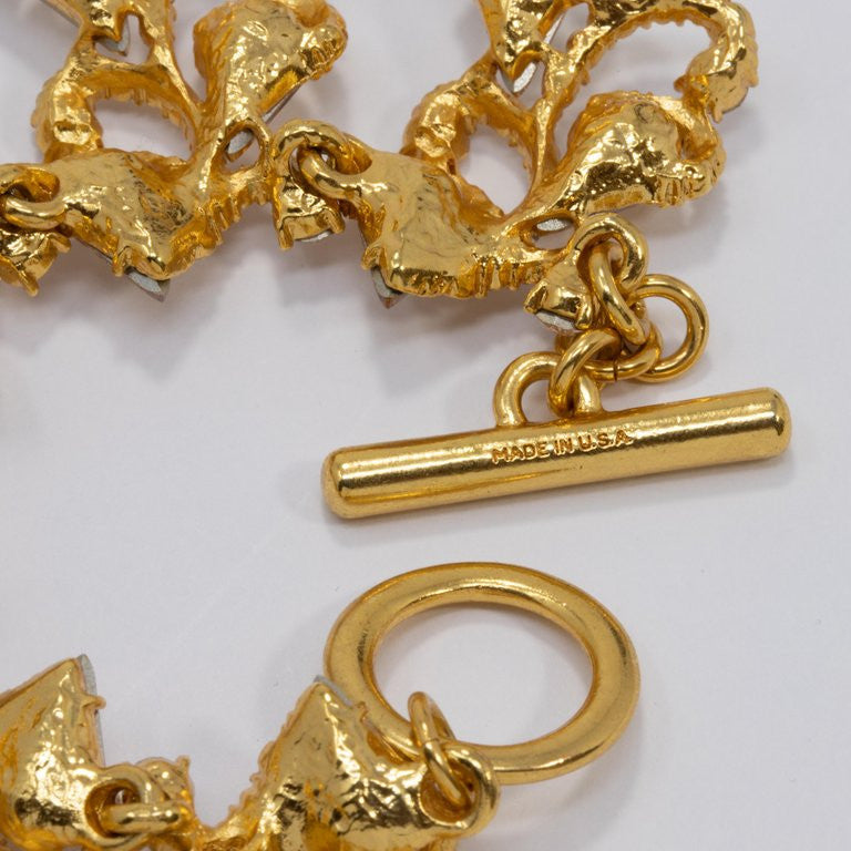 Oscar de la Renta Pear-cut Clear and Topaz Crystal Toggle Clasp Bracelet in Gold