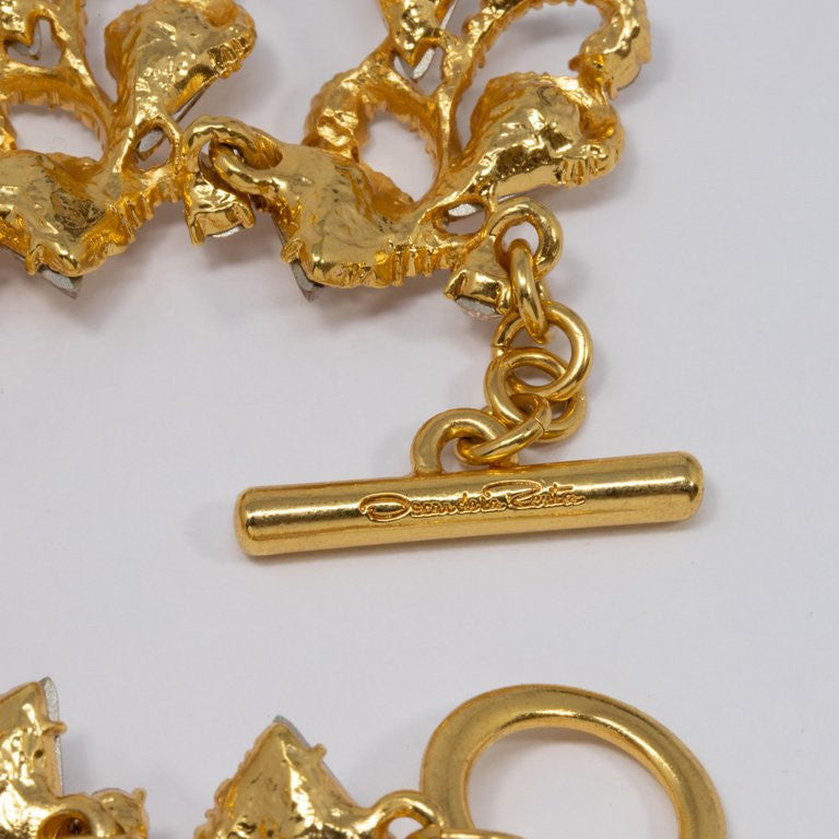 Oscar de la Renta Pear-cut Clear and Topaz Crystal Toggle Clasp Bracelet in Gold