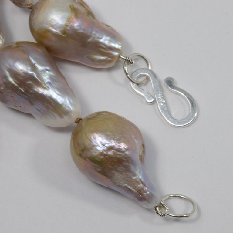 South Sea Baroque Pearl Necklace with Silver S Clasp, 45cm