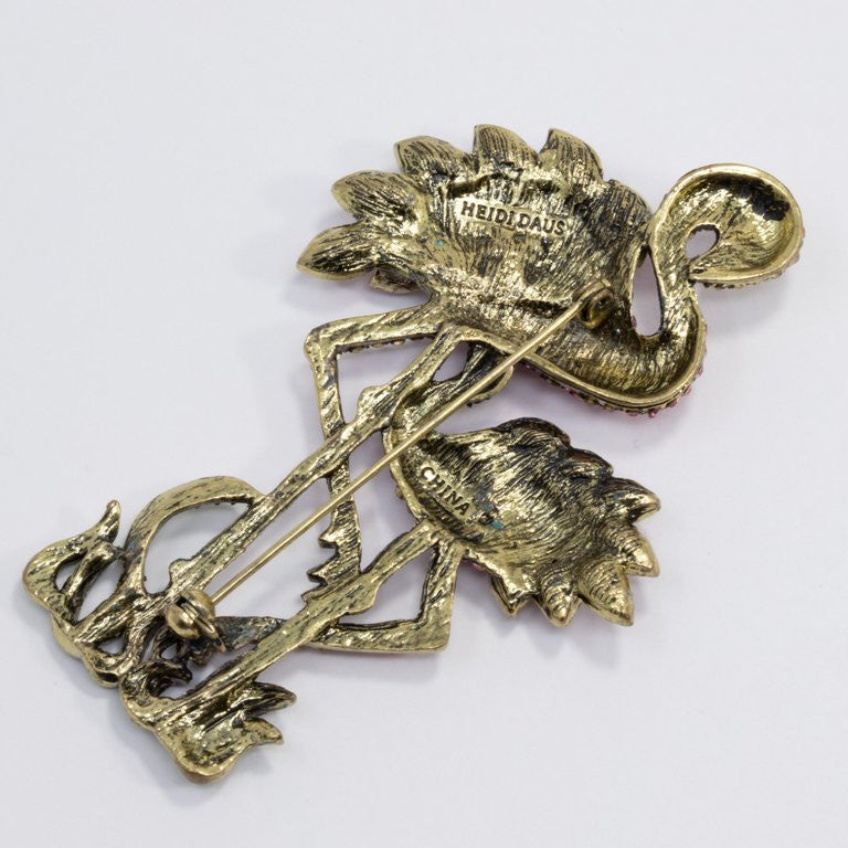 Heidi Daus "Shore Thing" Pave Crystal Flamingo Pin Brooch
