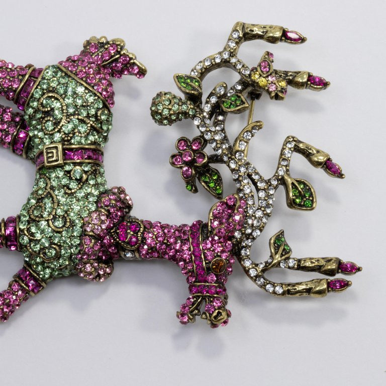Heidi Daus "Dazzling Dancer" Pave Crystal and Enamel Reindeer Pin, Brooch