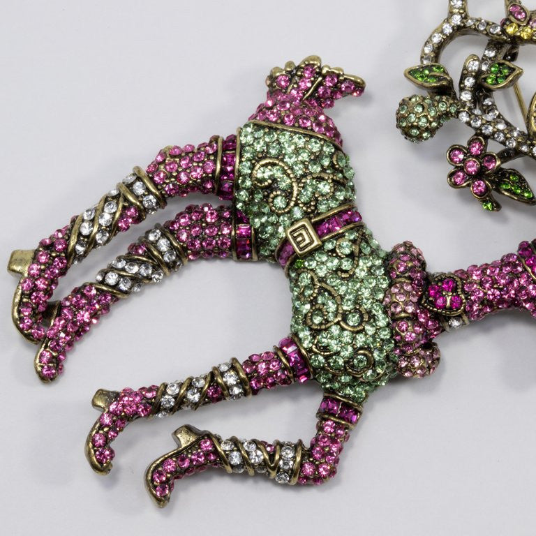 Heidi Daus "Dazzling Dancer" Pave Crystal and Enamel Reindeer Pin, Brooch