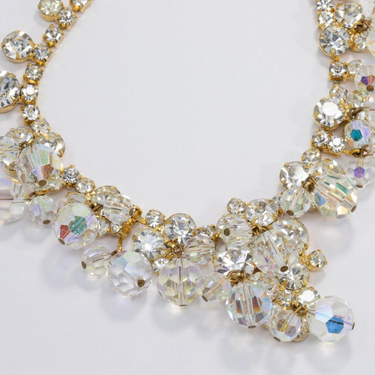 Juliana DeLizza & Elster Glistening Aurora Borealis Faceted Crystal Demi Parure