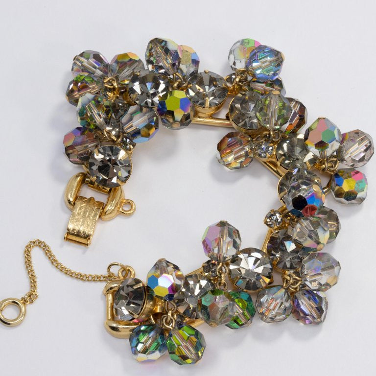 Juliana D&E Black Diamond Iridescent Dangling Crystal Cluster Parure