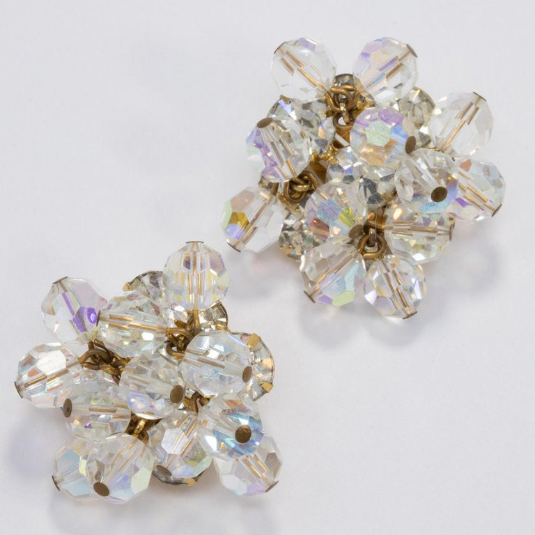 Juliana DeLizza & Elster Glistening Aurora Borealis Faceted Crystal Demi Parure