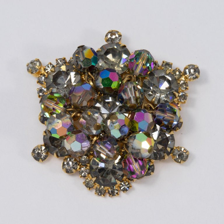 Juliana D&E Black Diamond Iridescent Dangling Crystal Cluster Parure