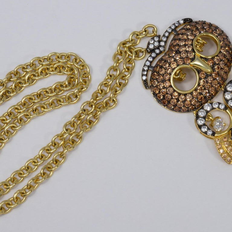 KJL Kenneth Jay Lane Embellished Pave Cubic Zirconia Owl Pendant Necklace