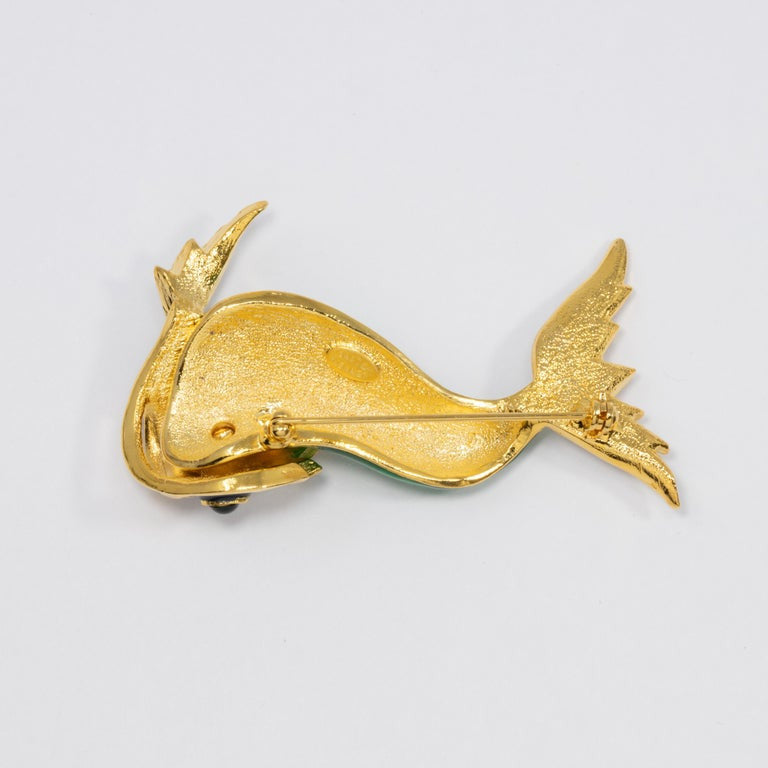 KJL Kenneth Jay Lane Embellished Koi Fish Brooch, Yellow Gold, Crystals & Enamel