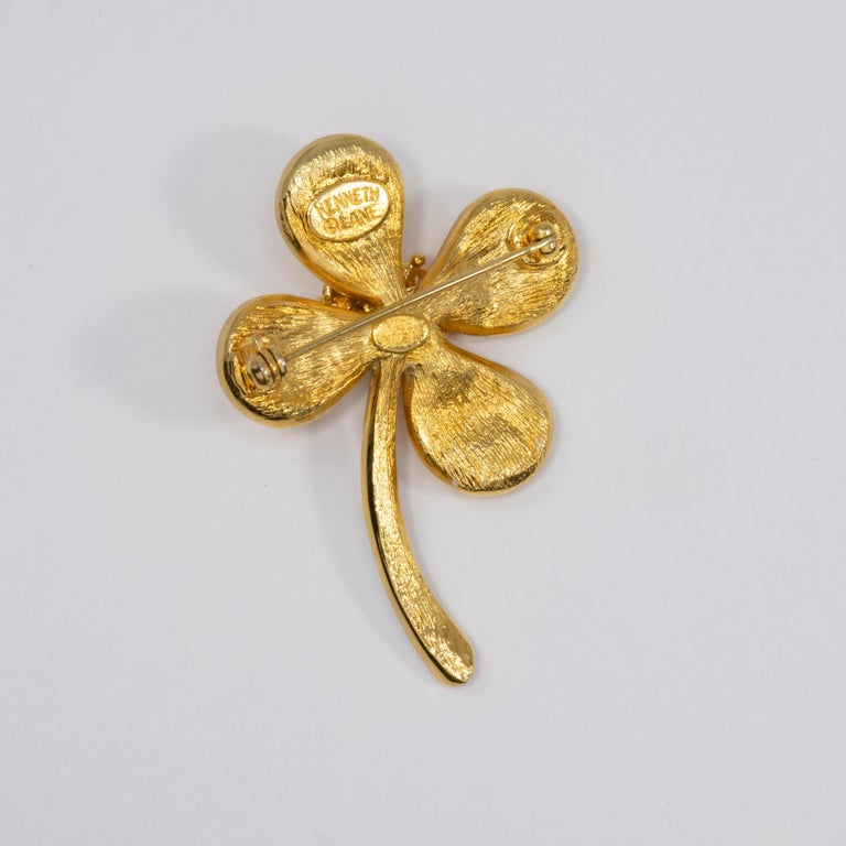 KJL Kenneth Jay Lane Embellished Flower Pin Brooch Yellow Resin Petals, Crystals