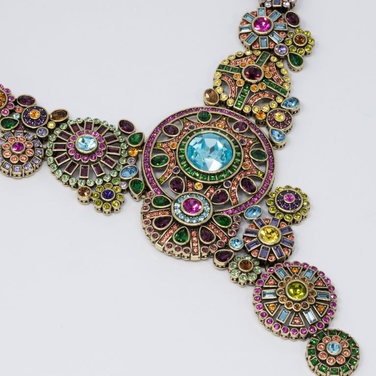 Heidi Daus Embellished Kaleidoscope Flower Crystal Large Pendant Necklace