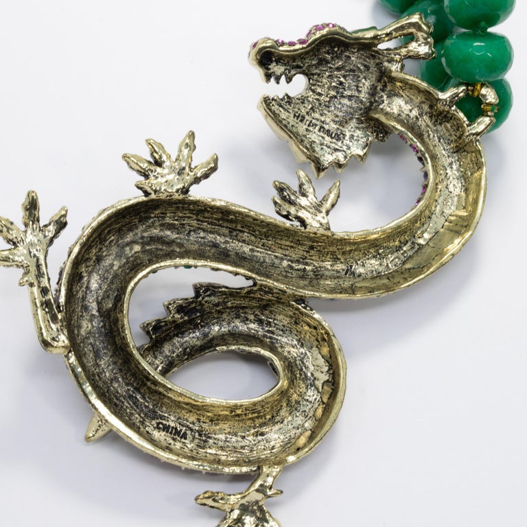 Heidi Daus Sublime Pave Serpent Green Crystal Bead Necklace, Oversized Pendant