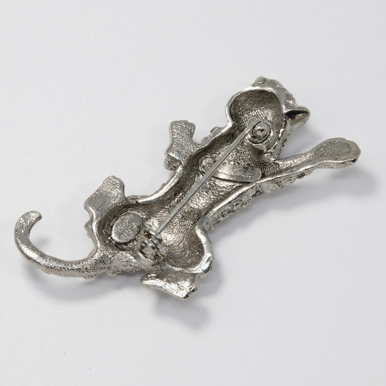 Oscar de la Renta Leopard Brooch Pin, Silvertone