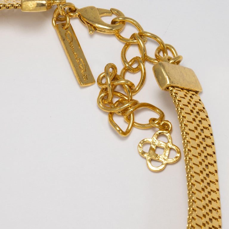 Oscar de la Renta Jeweled Collar Necklace in Gold, Rose and Topaz Crystals