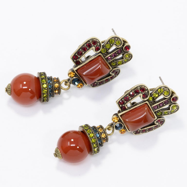 Heidi Daus Sparkle and Shine Lantern Crystal Dangling Clip Post Earrings