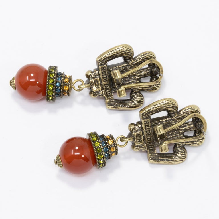 Heidi Daus Sparkle and Shine Lantern Crystal Dangling Clip Post Earrings