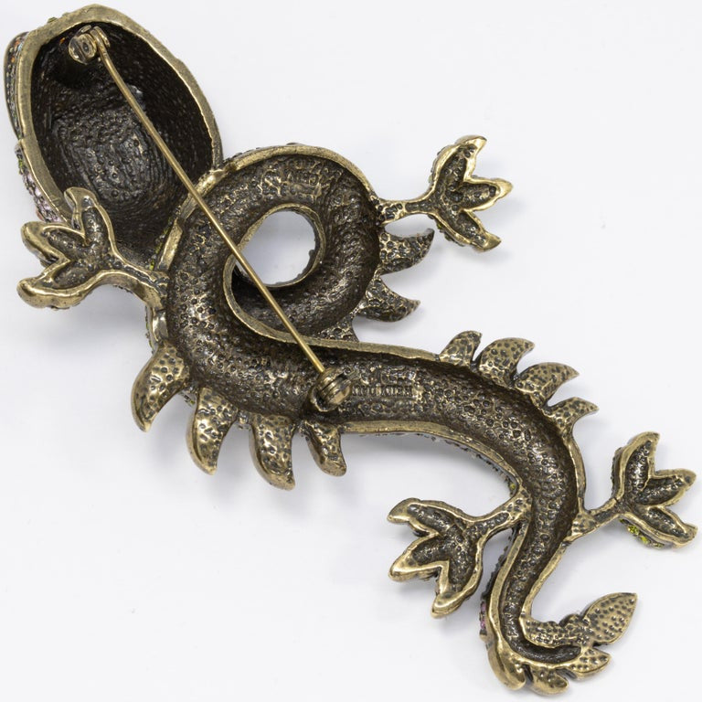 Heidi Daus The Majestic Fu Dog Pave Multicolor Crystal Pin Brooch