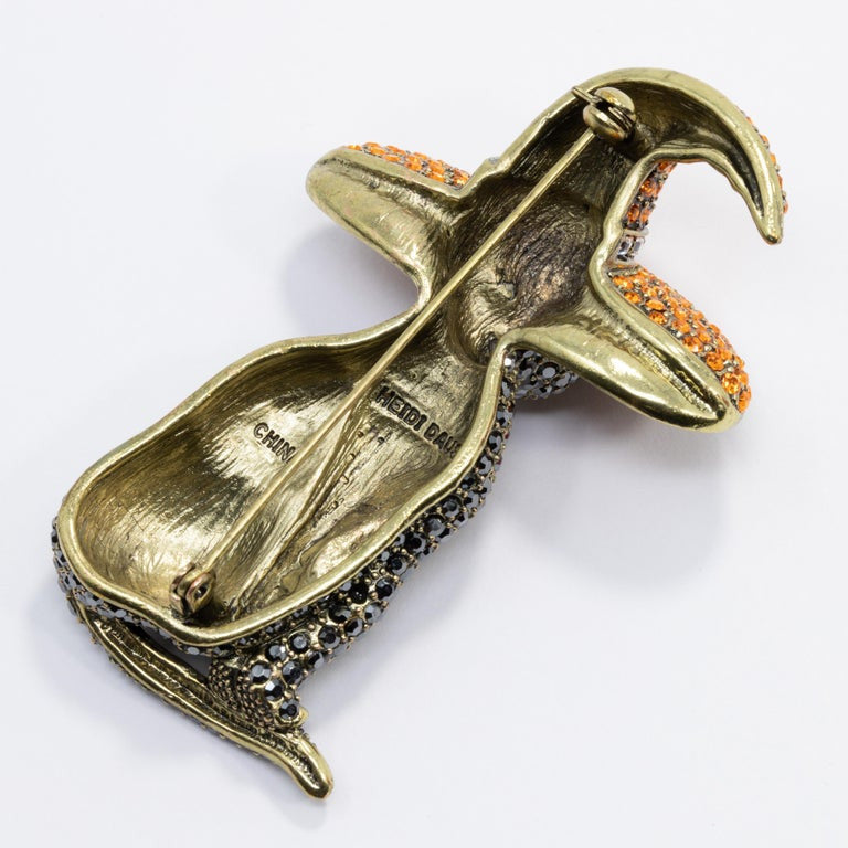 Heidi Daus Halloween Hocus Pocus Crystal Accented Witch Hat Cat Pin Brooch