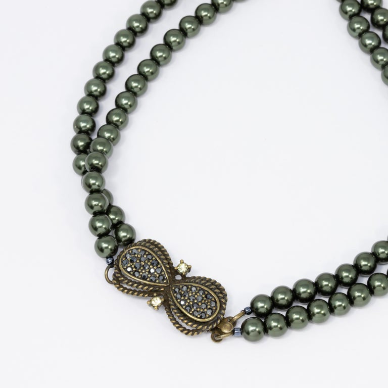 Heidi Daus Tahitian Faux Pearl Art Deco Lemon Quartz Crystal Lavalier Necklace