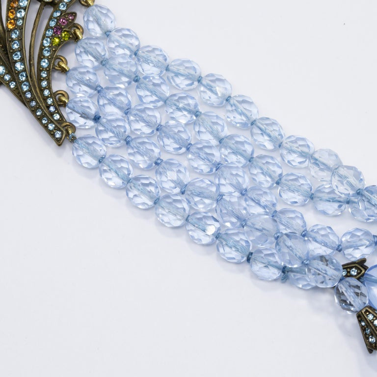 Heidi Daus Cascading Aquamarine Crystal Multi Strand Drop Lavalier Necklace