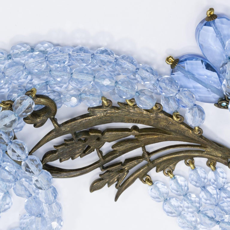 Heidi Daus Cascading Aquamarine Crystal Multi Strand Drop Lavalier Necklace