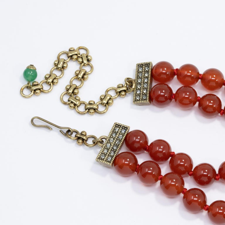 Heidi Daus Sultans of Chic 2-Row Carnelian Bead Elephant Pendant Necklace