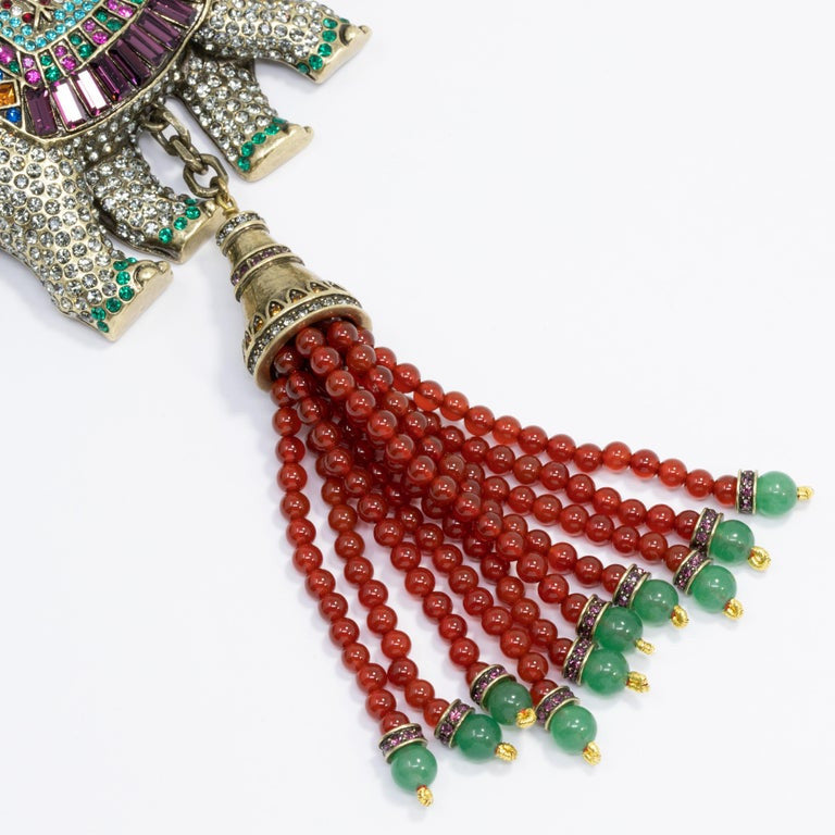 Heidi Daus Sultans of Chic 2-Row Carnelian Bead Elephant Pendant Necklace