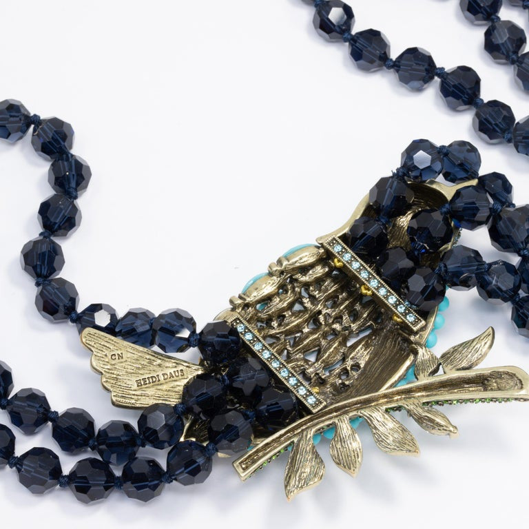 Heidi Daus Marquise Madness Multi Strand Bead Necklace, Embellished Bird Pendant