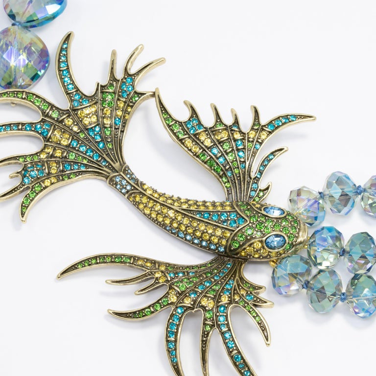 Heidi Daus "In the Swim" Multi-Strand Asymmetrical Beaded Necklace, Fish Motif
