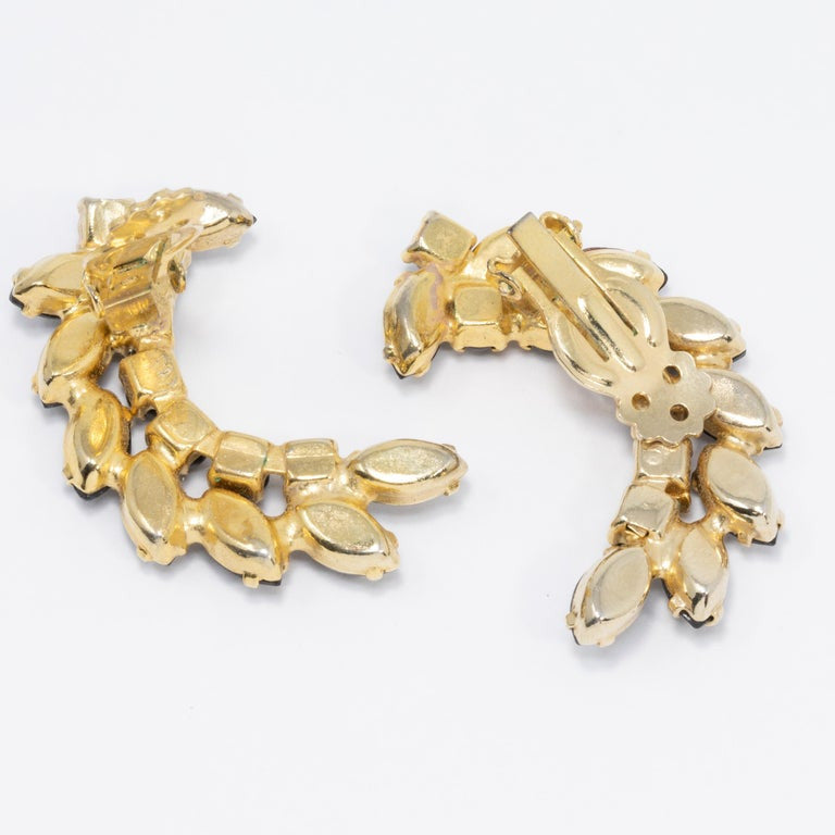 Napier Collection Jet Crystal Pin, Bracelet, Clip on Earrings Set in Gold