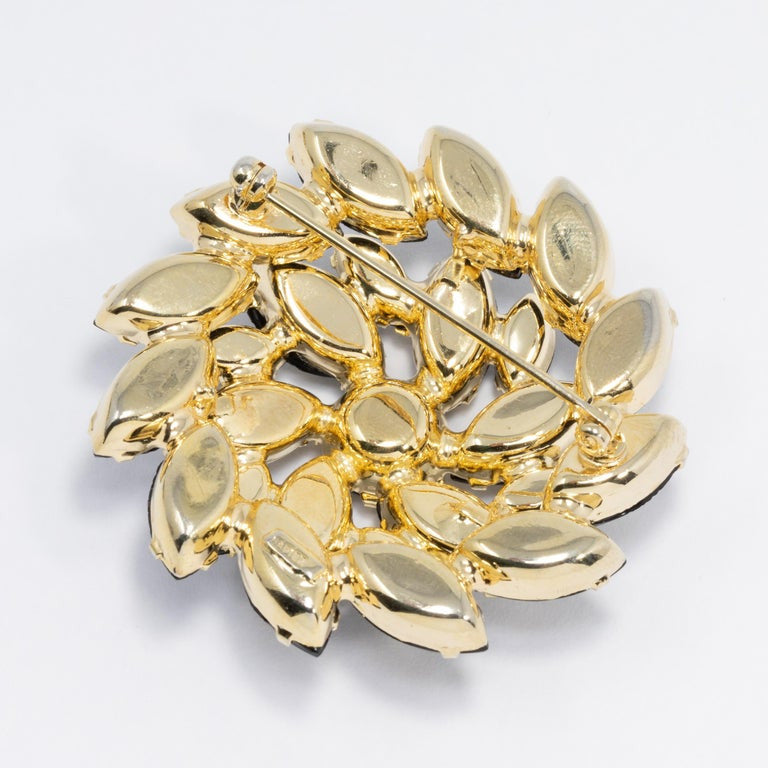 Napier Collection Jet Crystal Pin, Bracelet, Clip on Earrings Set in Gold