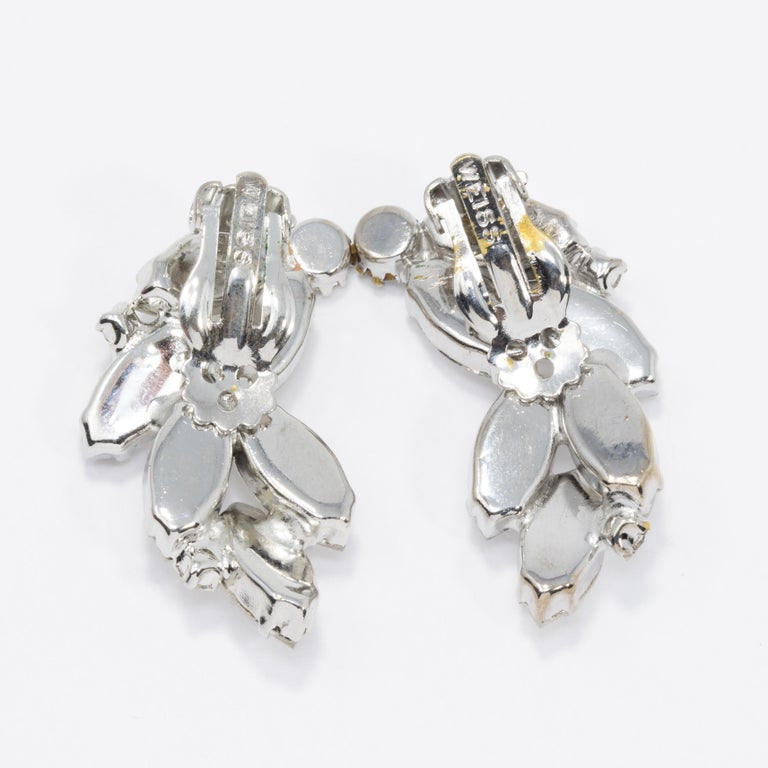 Weiss Marquise and Round Clear Crystal Cluster Clip on Earrings in Silver