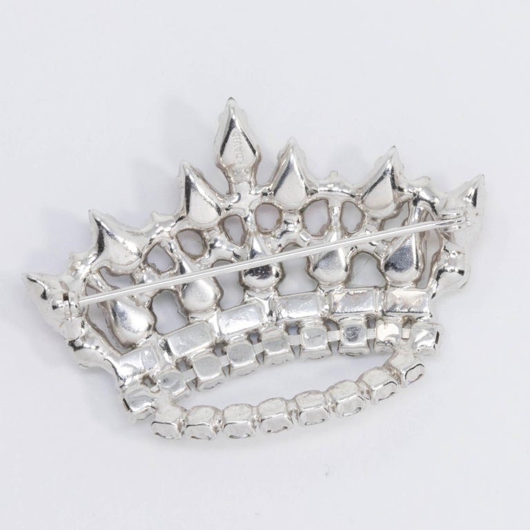 L David Royal White Crystal and Faux Pearl Crown with Colorful Accents