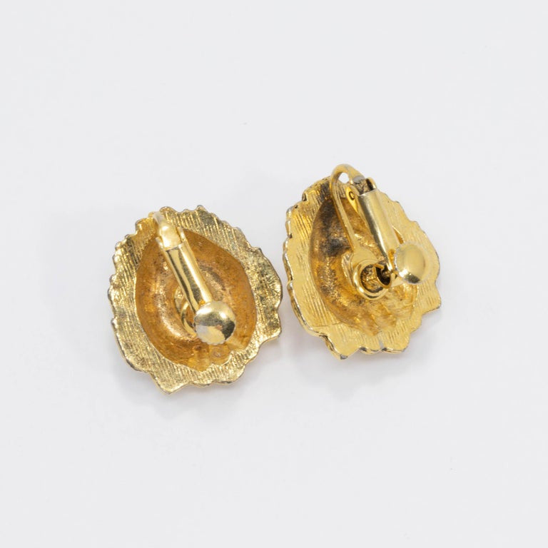 Golden Lion Head Link Bracelet and Clip On Earrings, Vintage, Mid 1900s