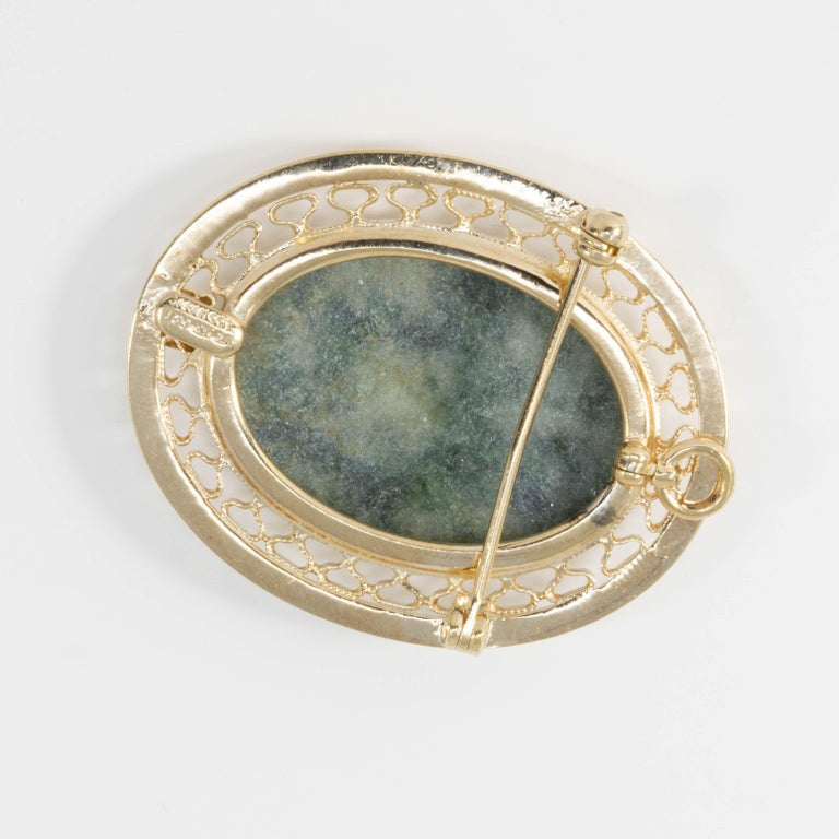 Sarah Coventry Open Back Green Gemstone 12K Gold Filled Pin Brooch Pendant