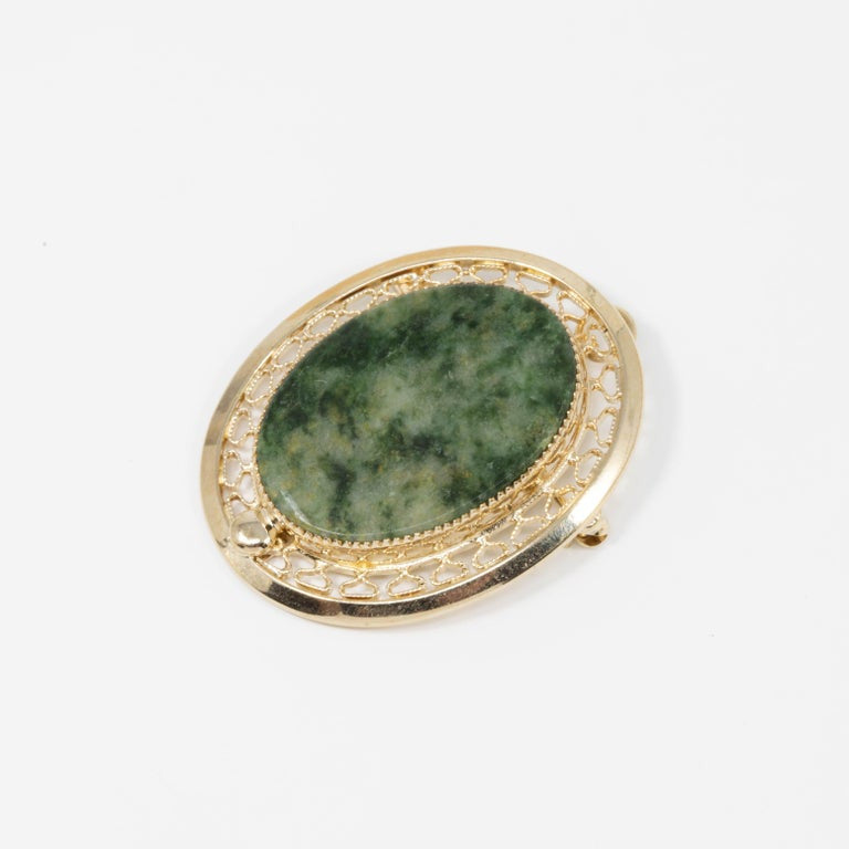 Sarah Coventry Open Back Green Gemstone 12K Gold Filled Pin Brooch Pendant