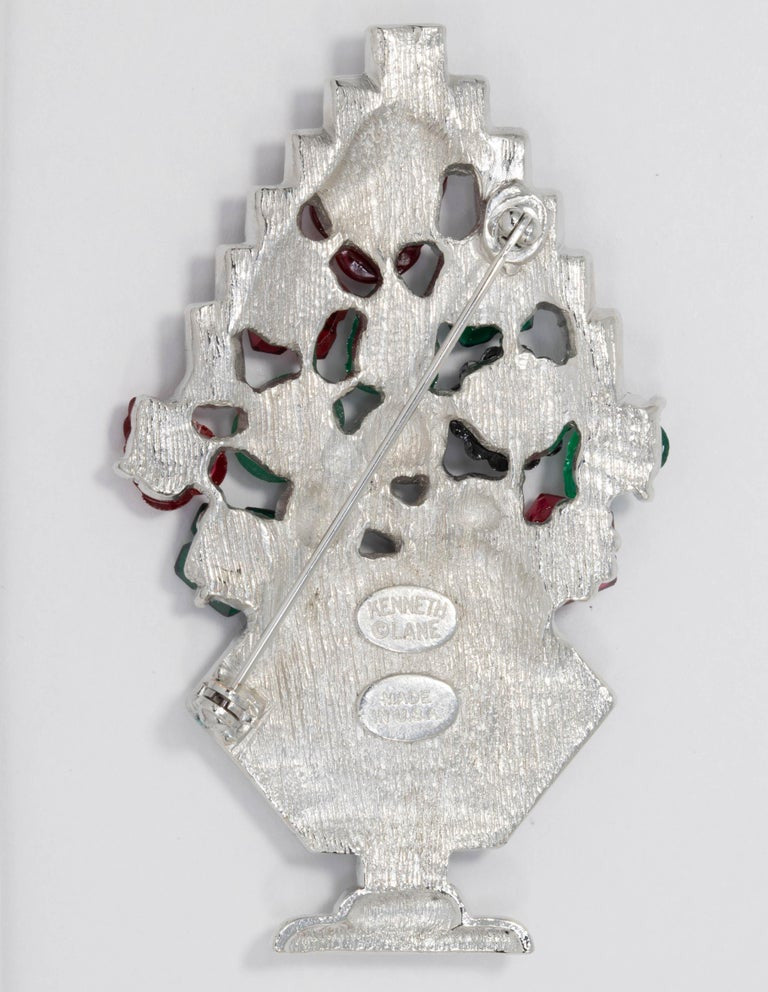 KJL Tutti Frutti Art Deco Fruit Pin Brooch with Clear Crystals, Rhodium