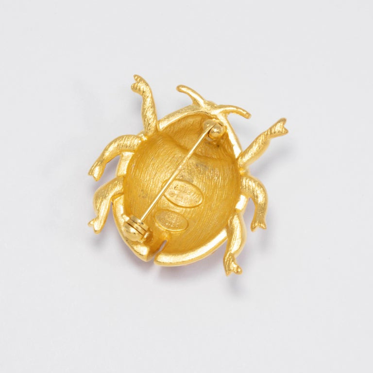 KJL Kenneth Jay Lane Clear Crystal Lady Bug Pin, Red and Black Enamel
