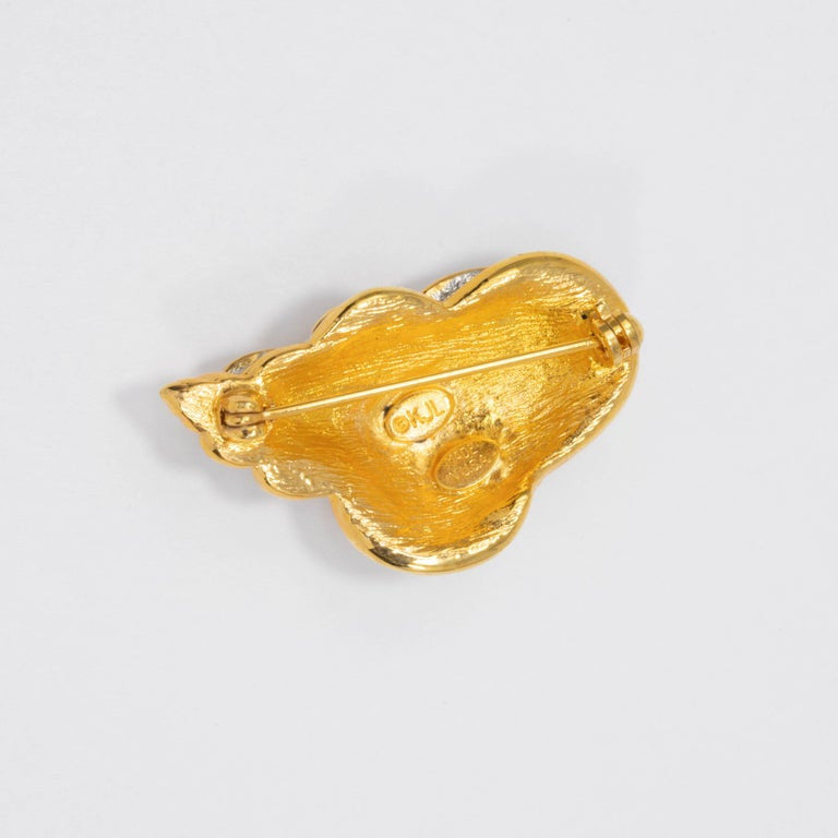 KJL Kenneth Jay Lane Pave Crystal Conch Shell Nautical Pin in Gold