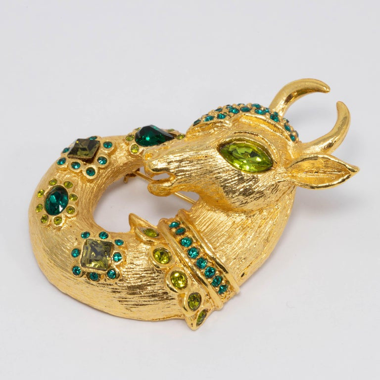 Oscar de la Renta Mythological Fantasy Goat Pin, Brooch, Pendant in Gold