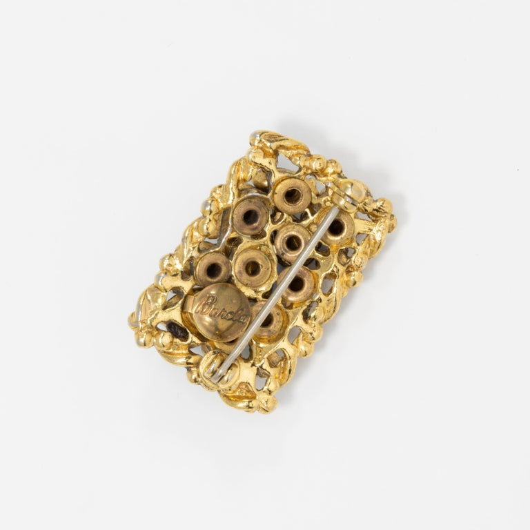 Barclay Gold Jewels of India Collection Pin Brooch, Aquamarine, Peridot Crystal