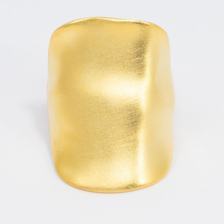 Kenneth Jay Lane Satin Gold Cocktail Statement Ring, KJL, Modern