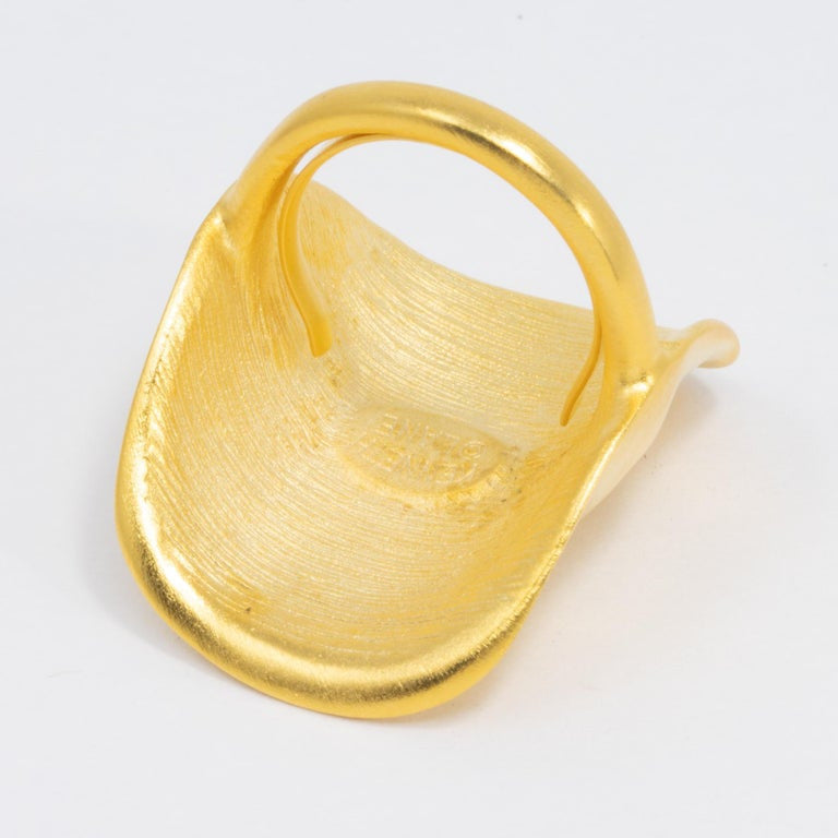 Kenneth Jay Lane Satin Gold Cocktail Statement Ring, KJL, Modern