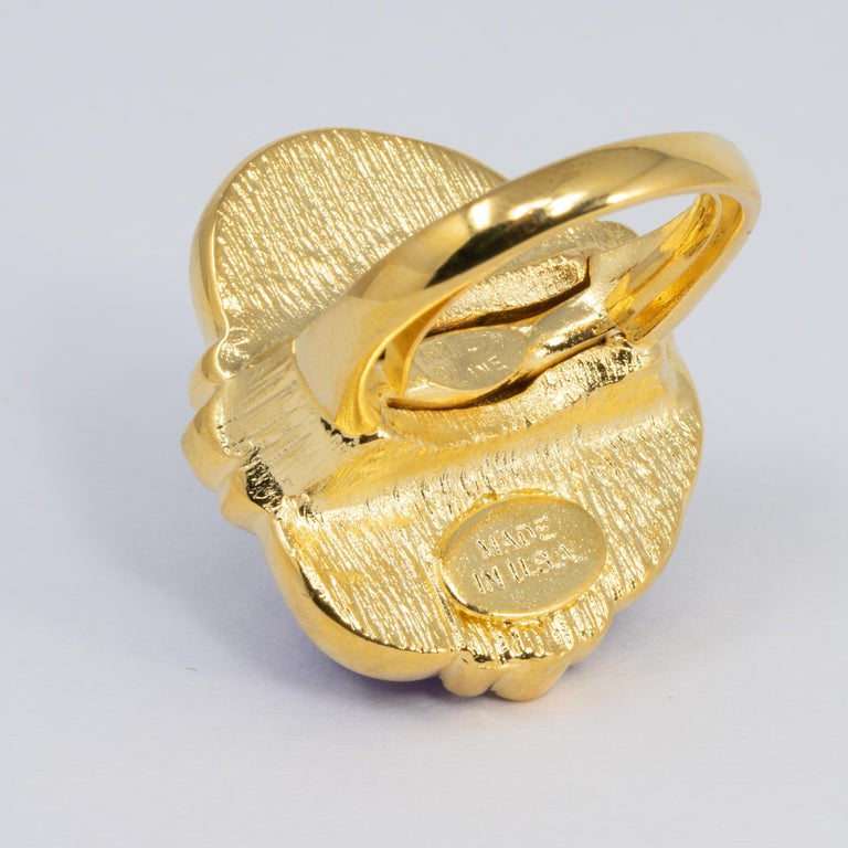 Kenneth Jay Lane KJL Gold Amethyst Cabochon Cocktail Ring, Contemporary