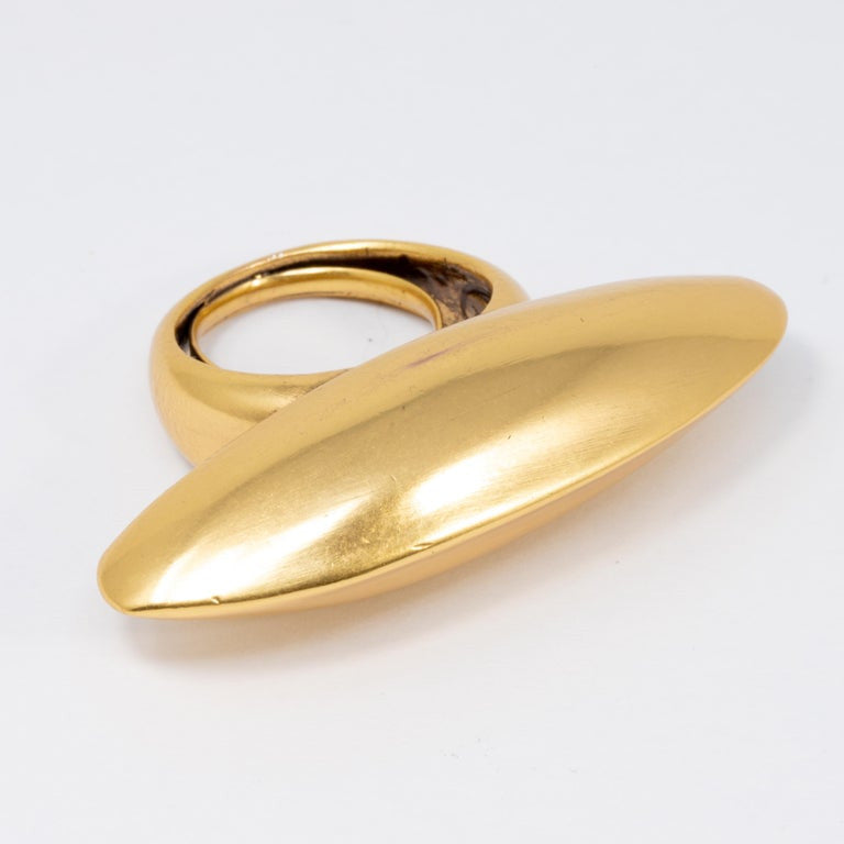 Oscar de la Renta Gold Wedge Cocktail Ring, Contemporary Statement Style